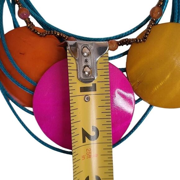Colorful Costume Jewelry Pink Turquoise Beaded Necklace - Picture 8 of 10